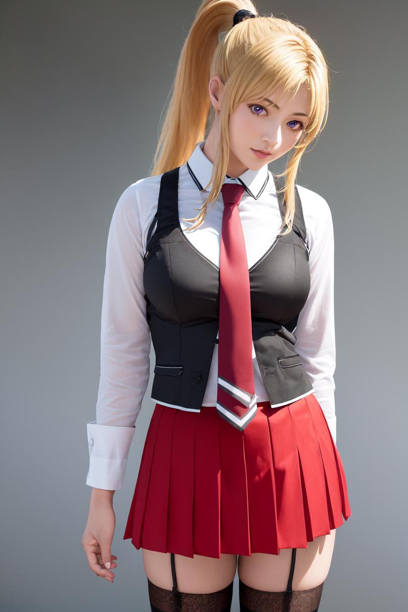 07633-3986026774-masterpiece, best quality, highres, 1girl kaori saeki parted bangs high ponytail, school uniform spaghetti strap black vest red.png